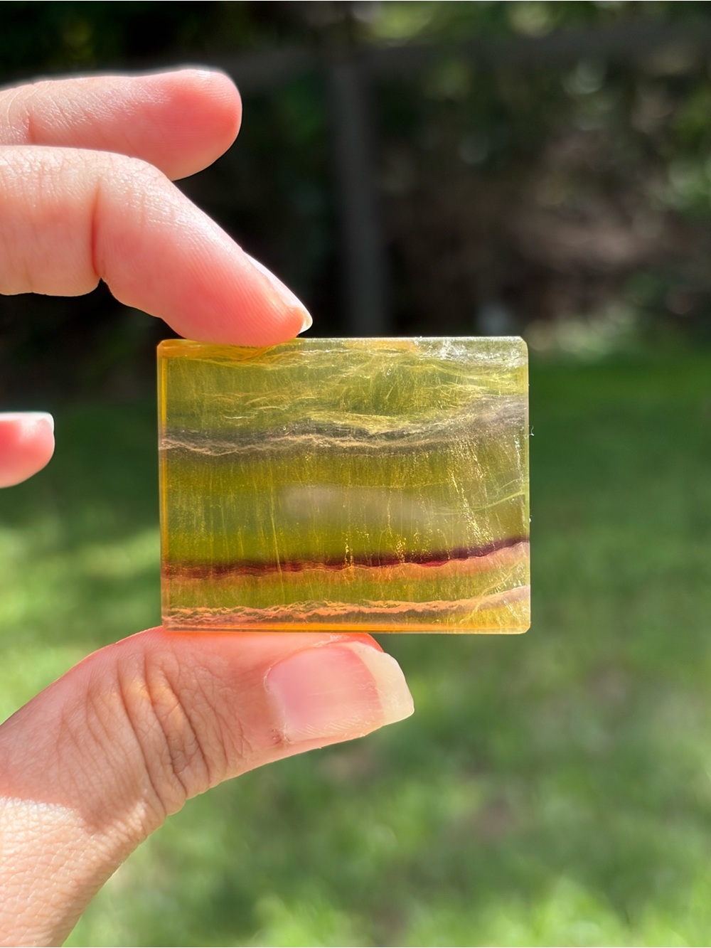 Yellow and Purple Banded Fluorite Slab